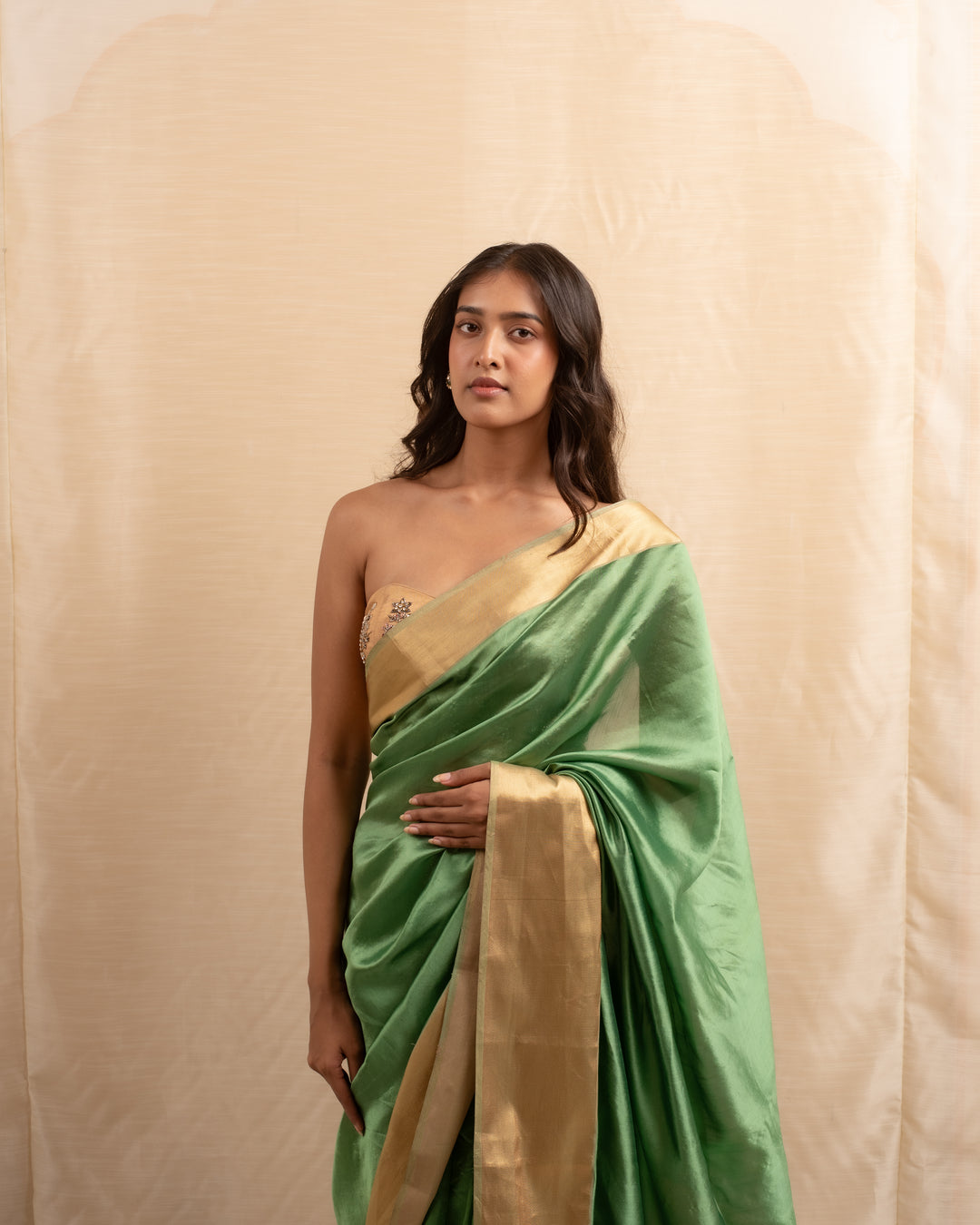 Lopa - Apple Green Silk Chanderi Saree