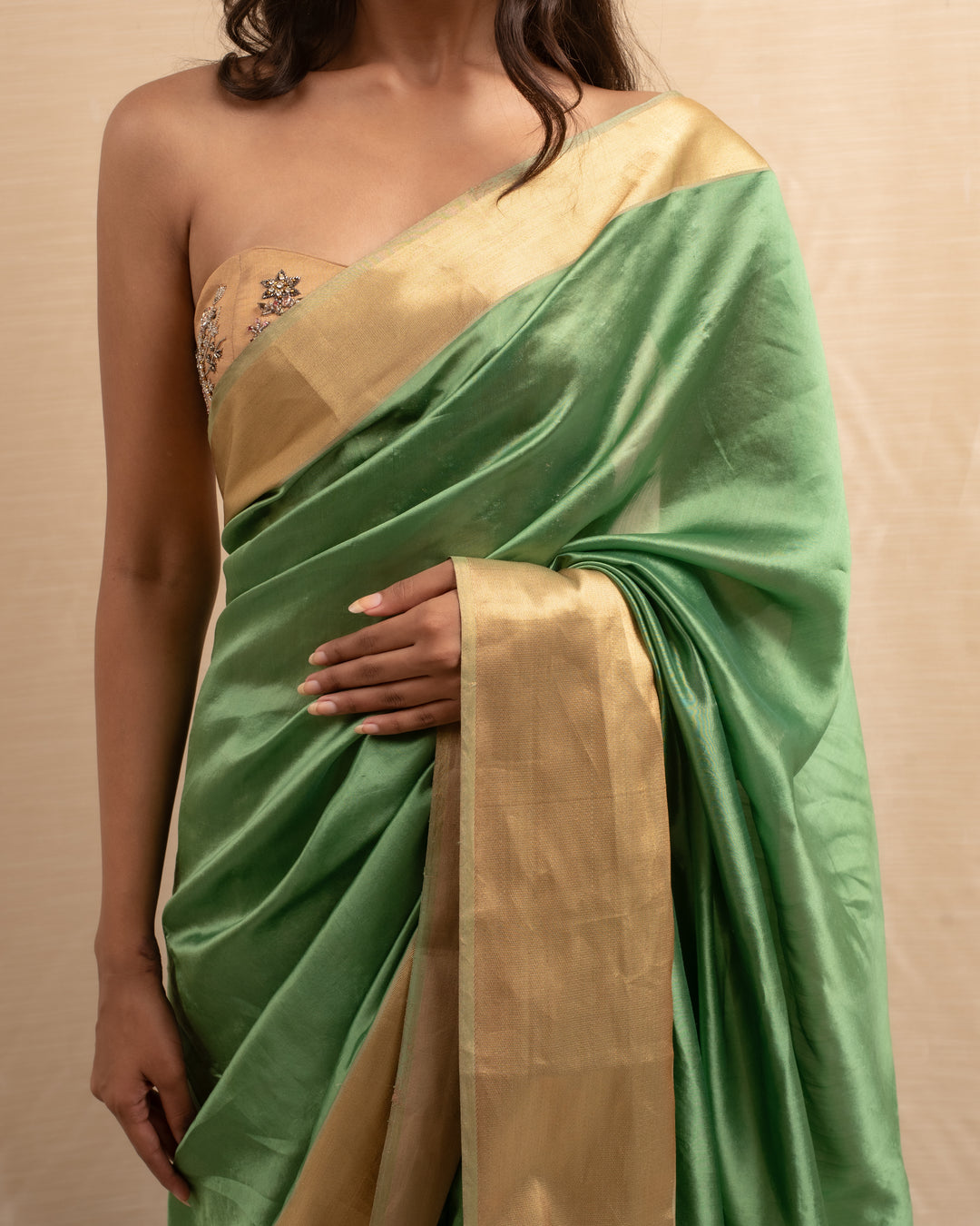 Lopa - Apple Green Silk Chanderi Saree