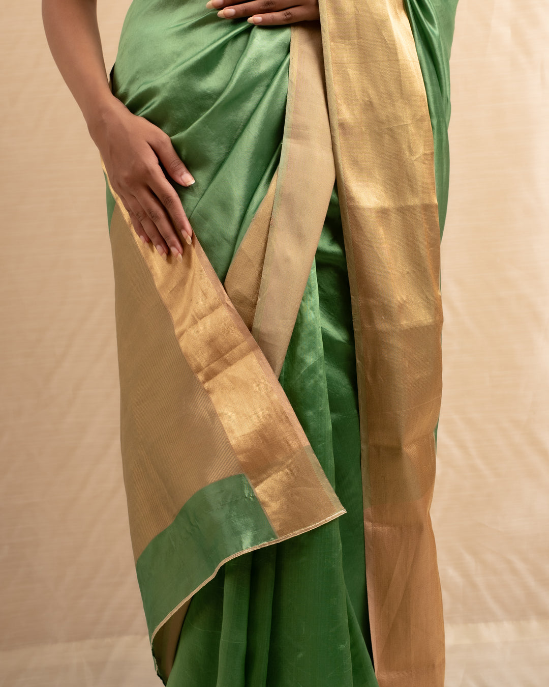 Lopa - Apple Green Silk Chanderi Saree