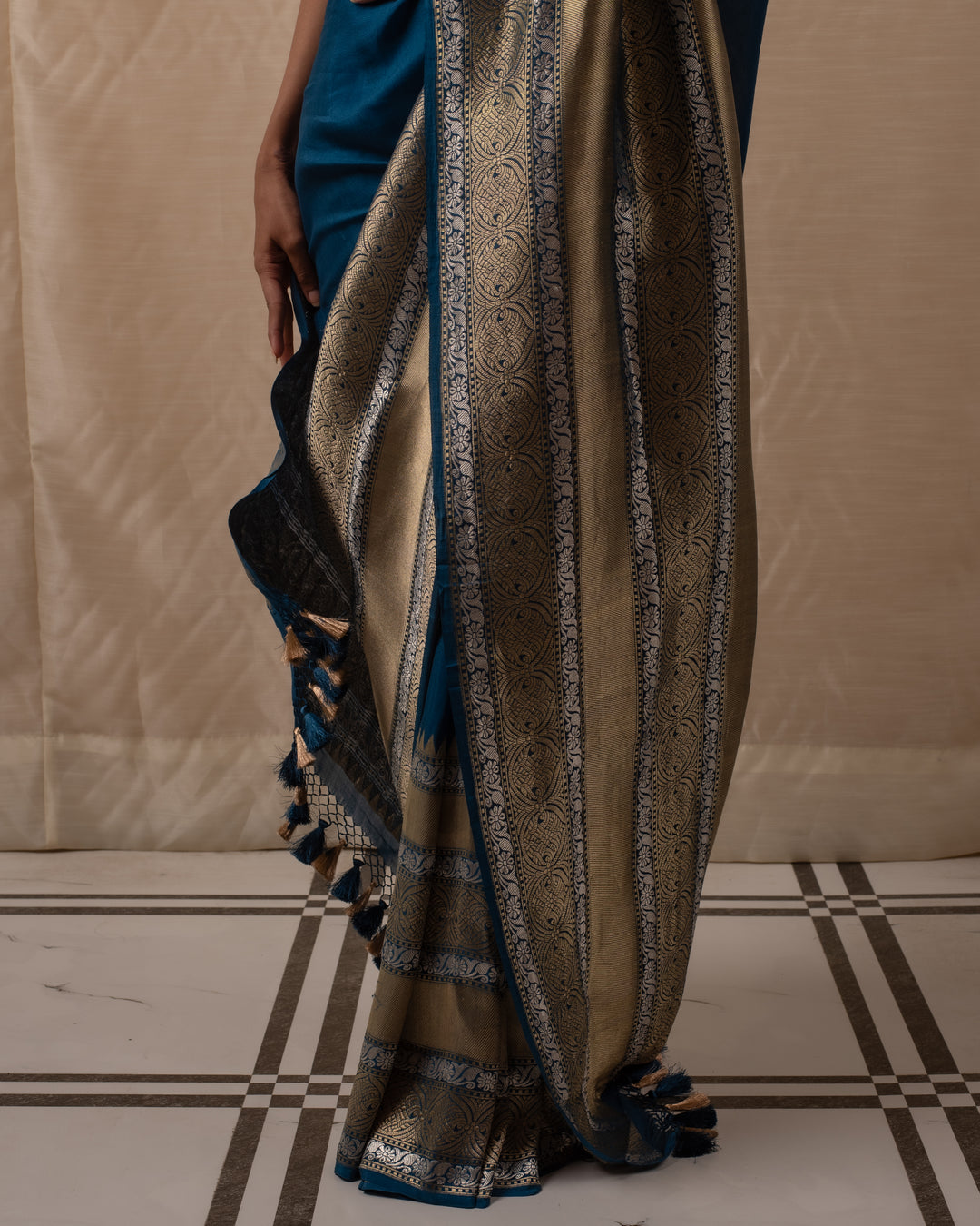 Neelam- Teal Blue Georgette Silk Banarasi Saree