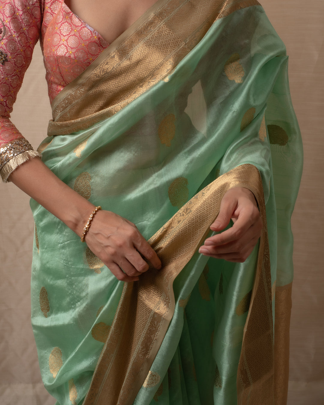 Deepa - Green Silk Chanderi Saree