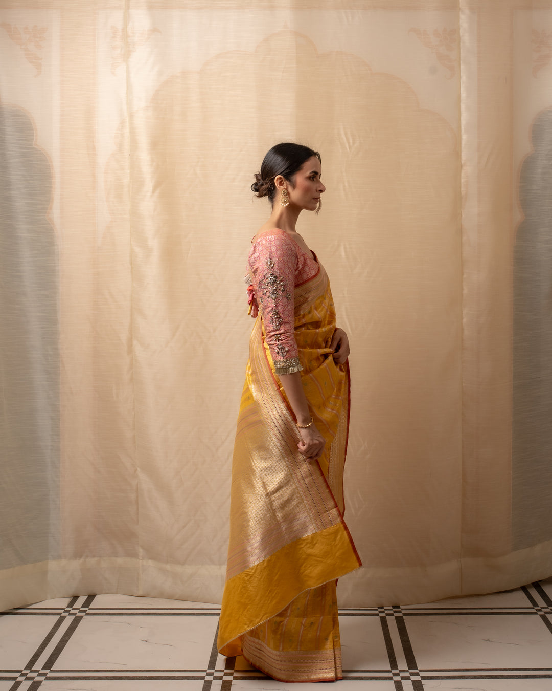 Maghi- Yellow Silk Brocade Banarasi Saree