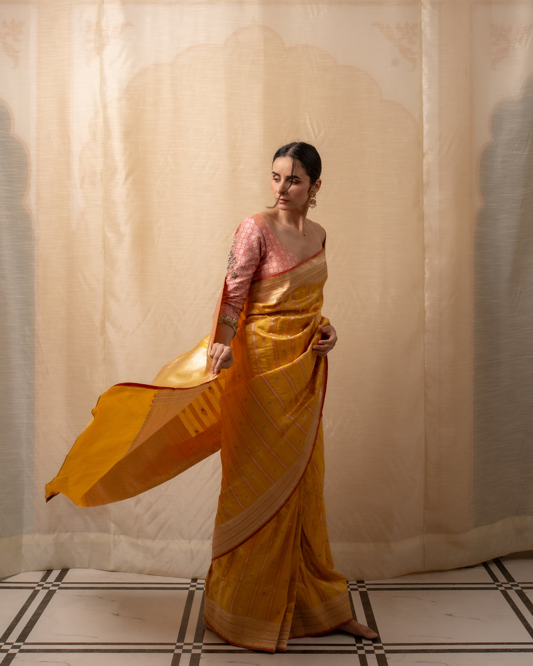 Maghi- Yellow Silk Brocade Banarasi Saree