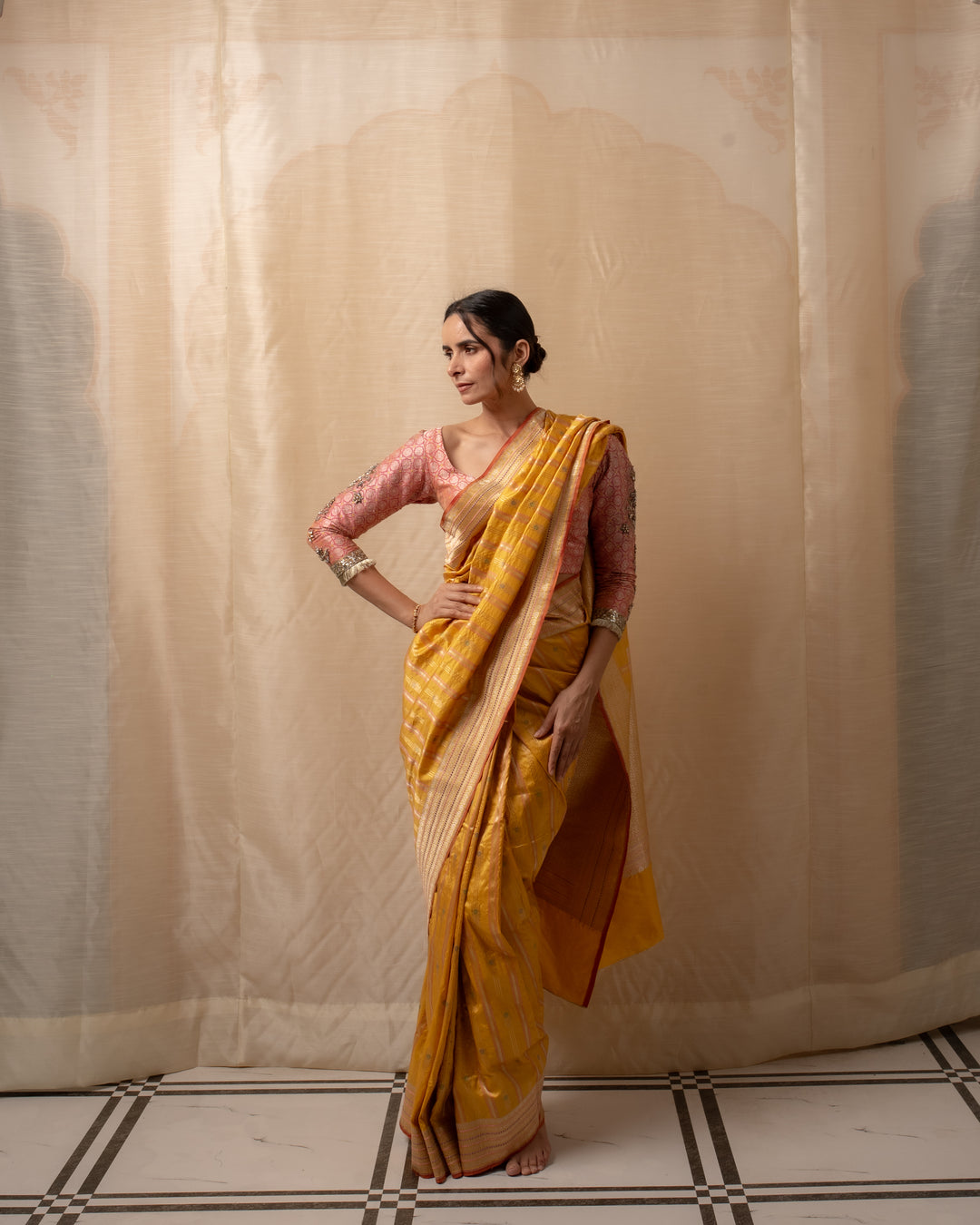 Maghi- Yellow Silk Brocade Banarasi Saree