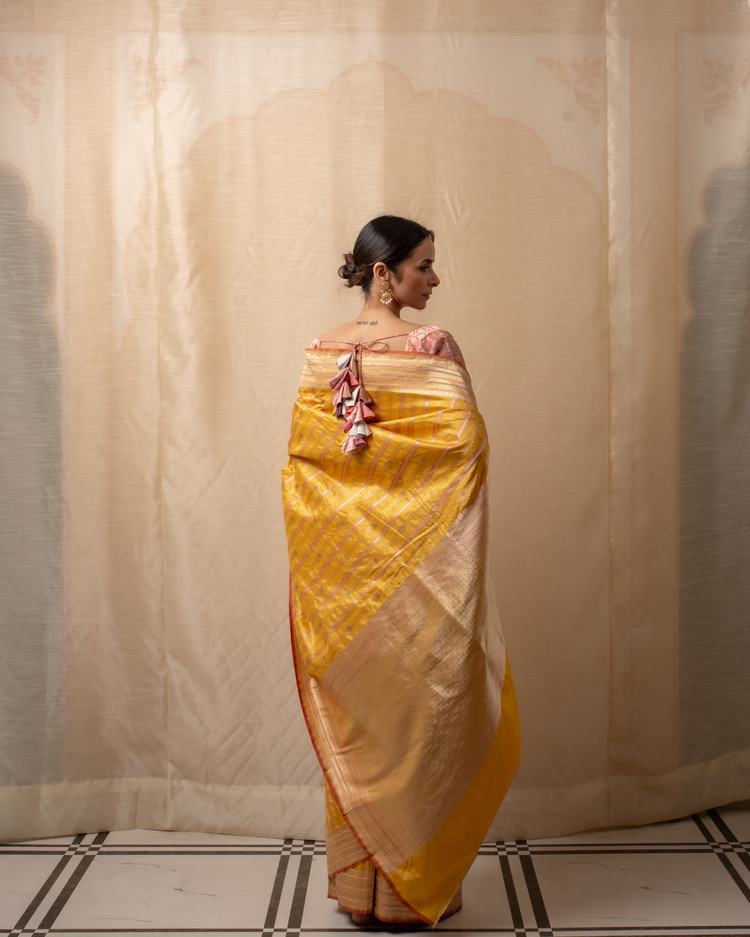 Maghi- Yellow Silk Brocade Banarasi Saree