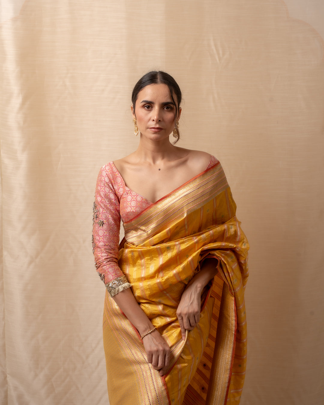 Maghi- Yellow Silk Brocade Banarasi Saree