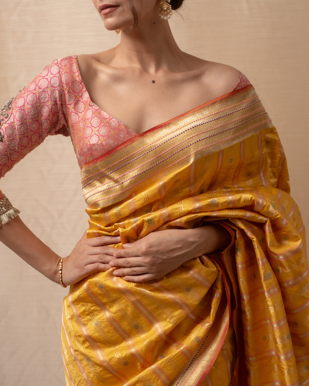 Maghi- Yellow Silk Brocade Banarasi Saree