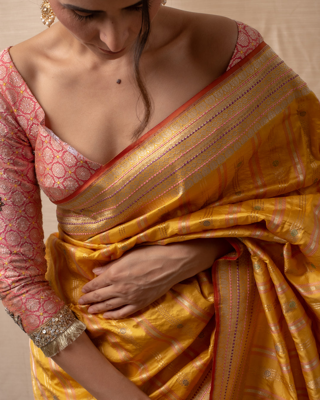 Maghi- Yellow Silk Brocade Banarasi Saree