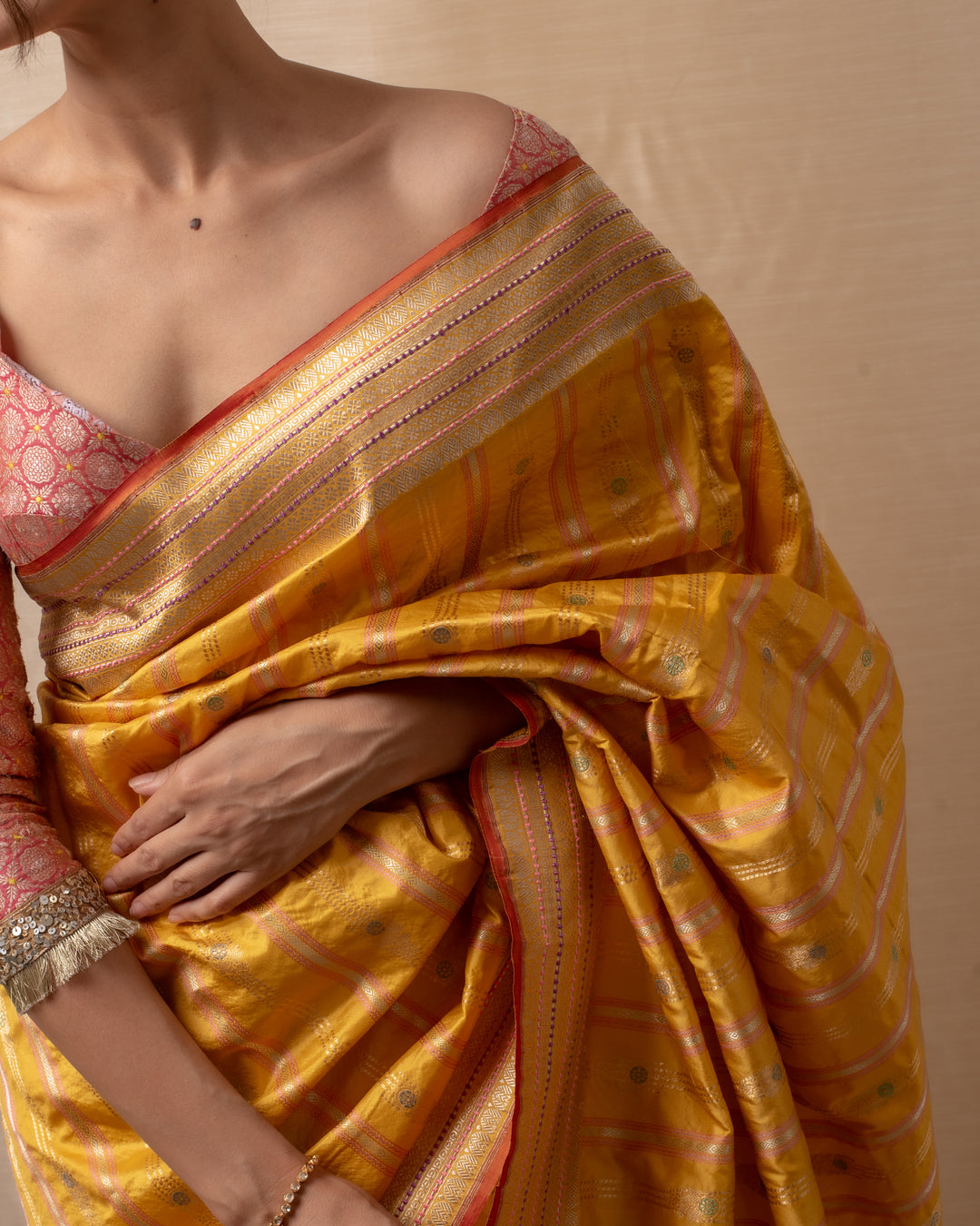 Maghi- Yellow Silk Brocade Banarasi Saree