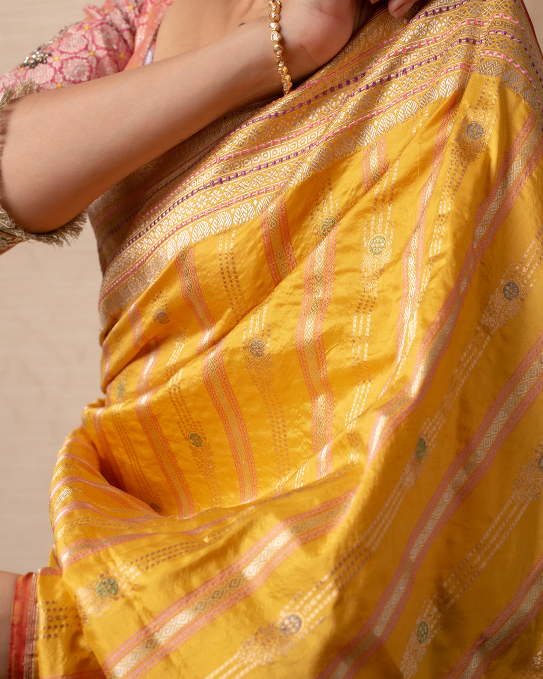 Maghi- Yellow Silk Brocade Banarasi Saree