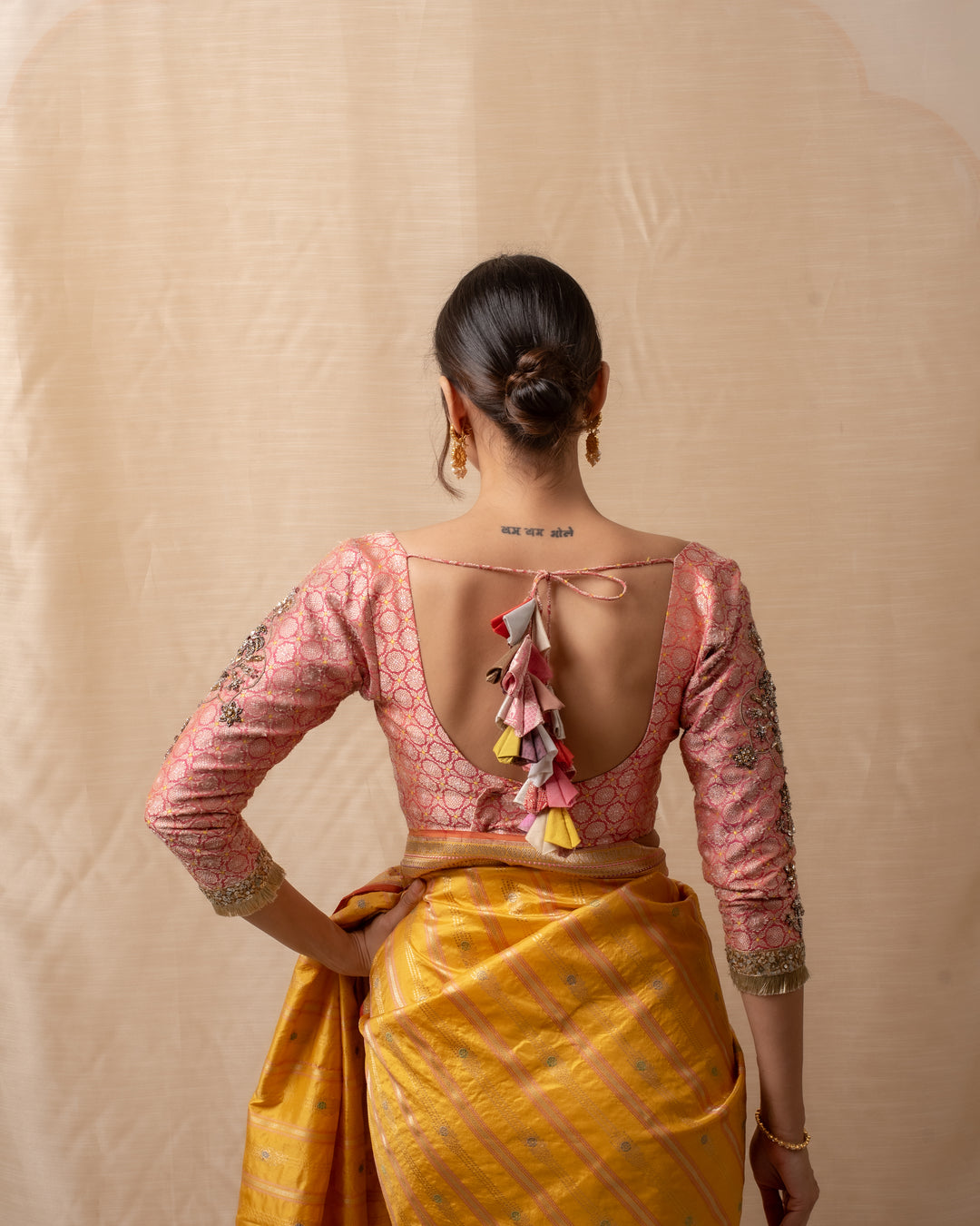 Rukmini- Coral Silk Brocade Blouse