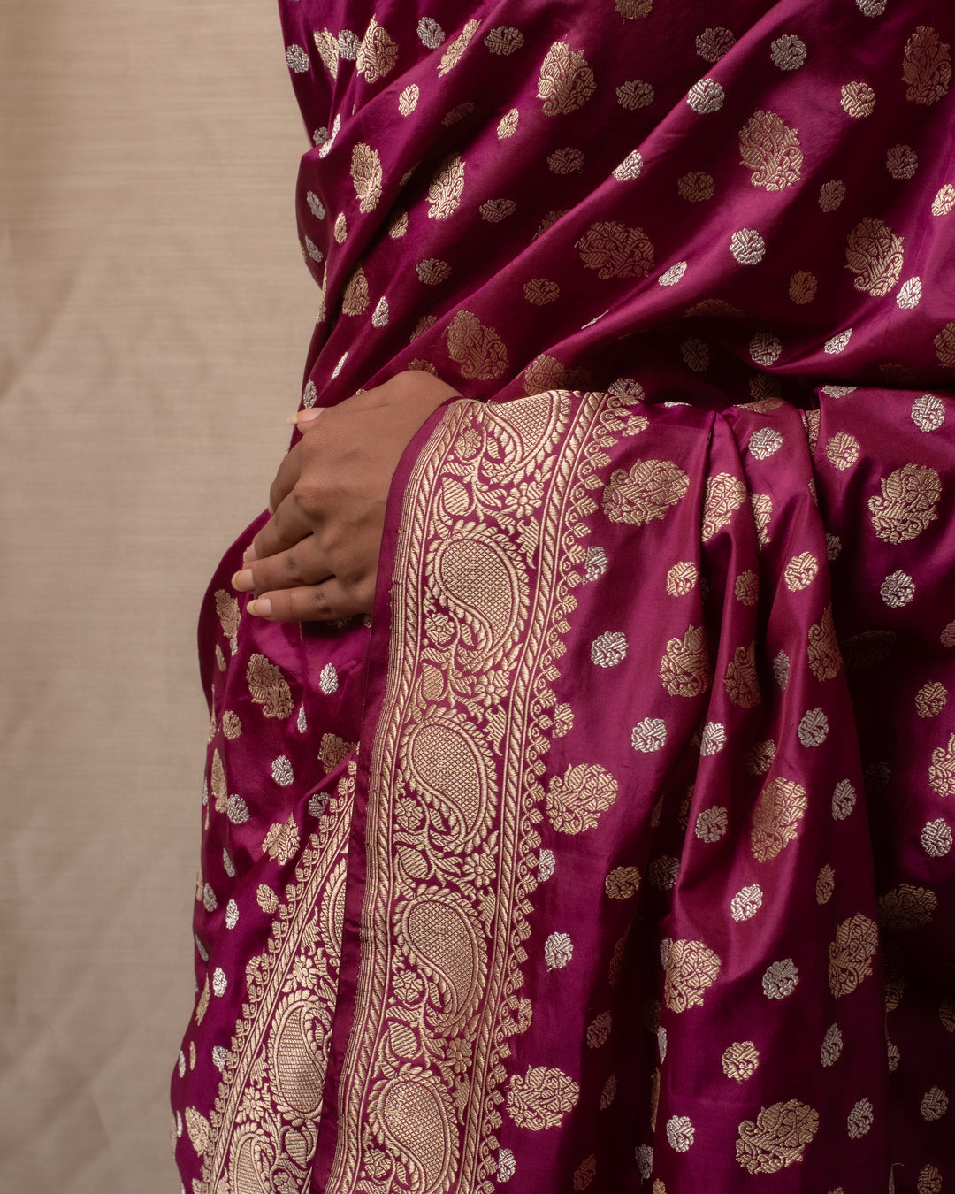 Kalini- Magenta Silk Brocade Banarasi Saree