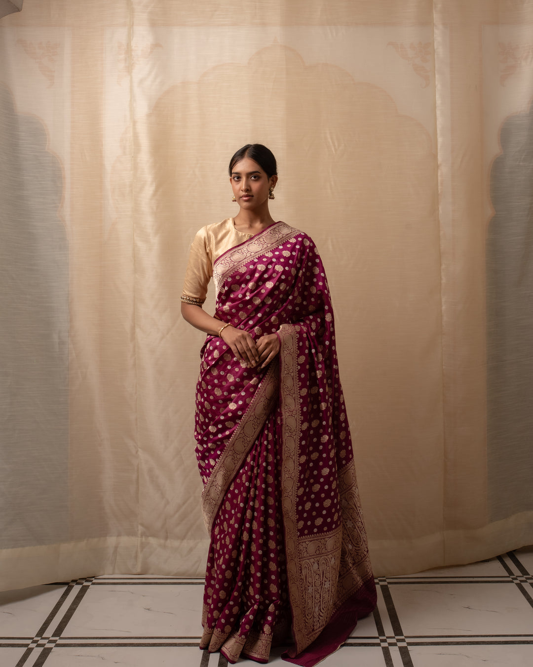 Kalini- Magenta Silk Brocade Banarasi Saree