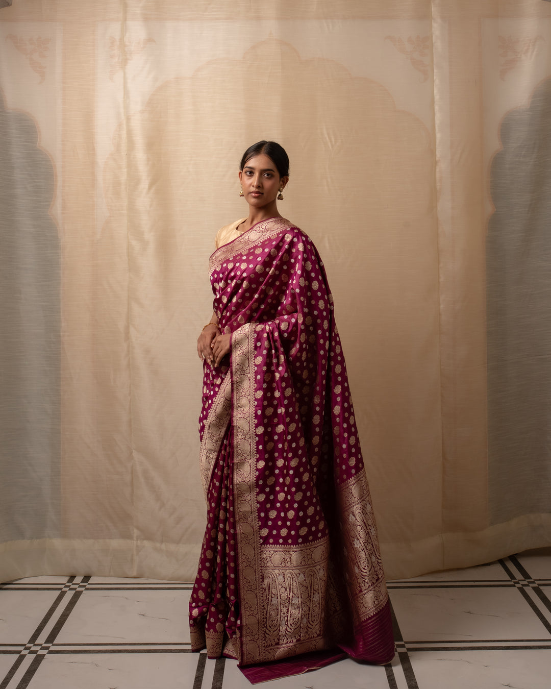 Kalini- Magenta Silk Brocade Banarasi Saree