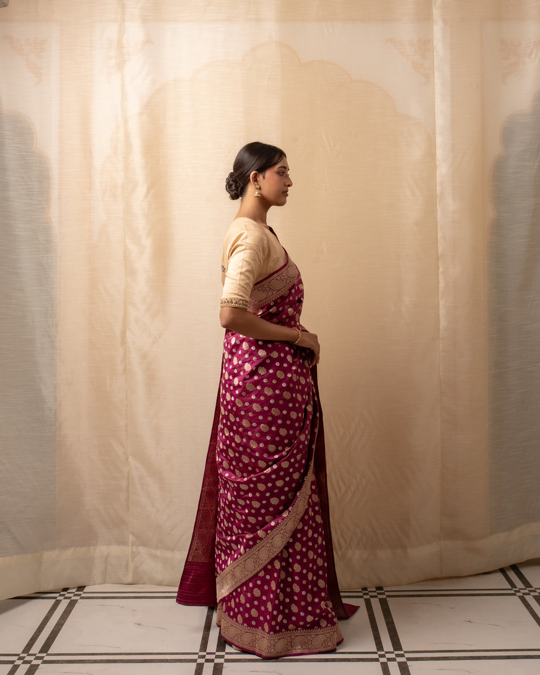 Kalini- Magenta Silk Brocade Banarasi Saree