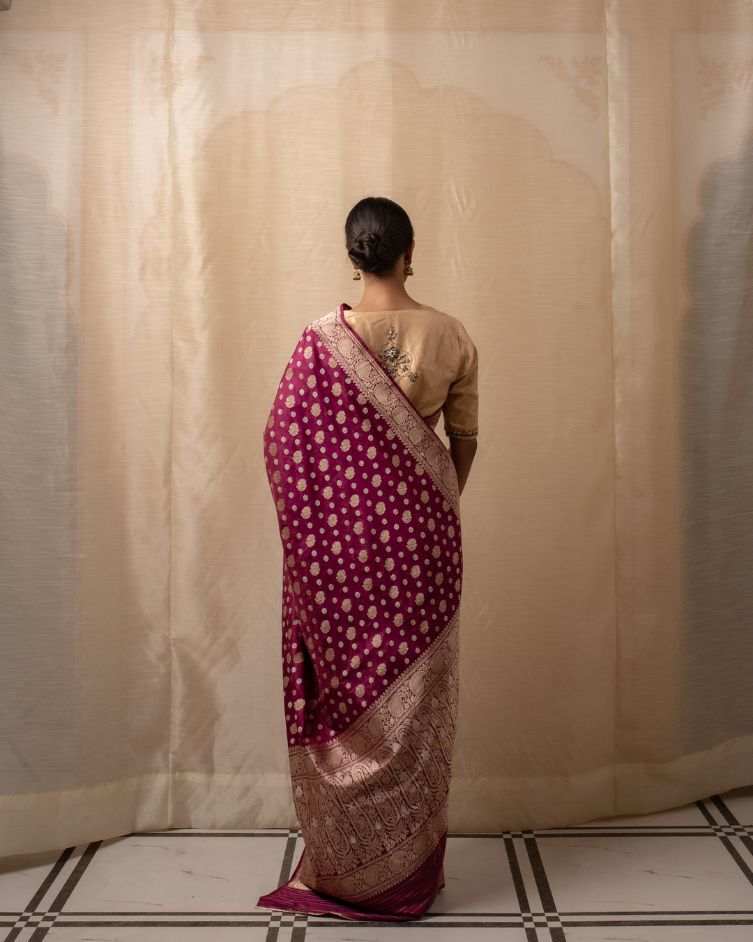 Kalini- Magenta Silk Brocade Banarasi Saree