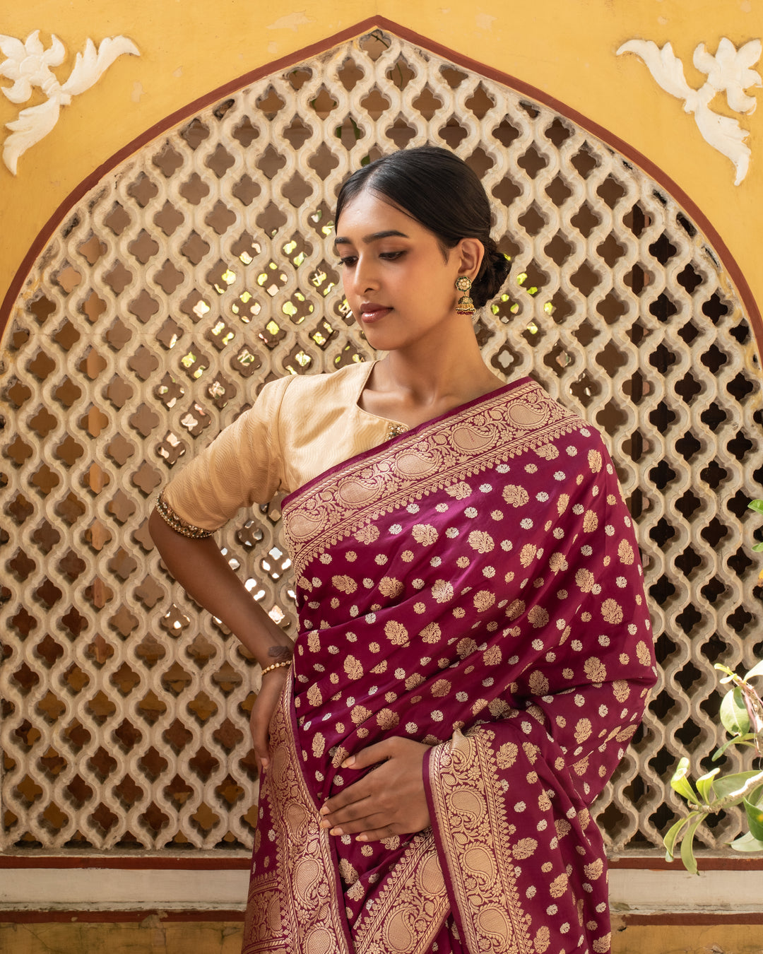 Kalini- Magenta Silk Brocade Banarasi Saree