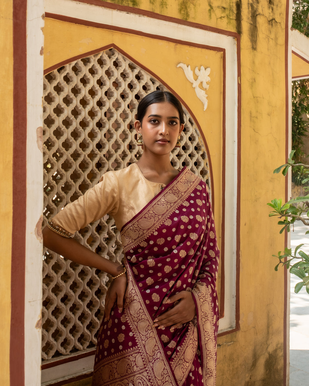 Kalini- Magenta Silk Brocade Banarasi Saree