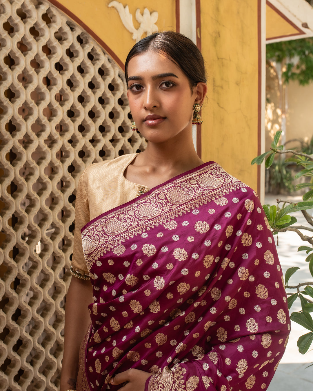 Kalini- Magenta Silk Brocade Banarasi Saree