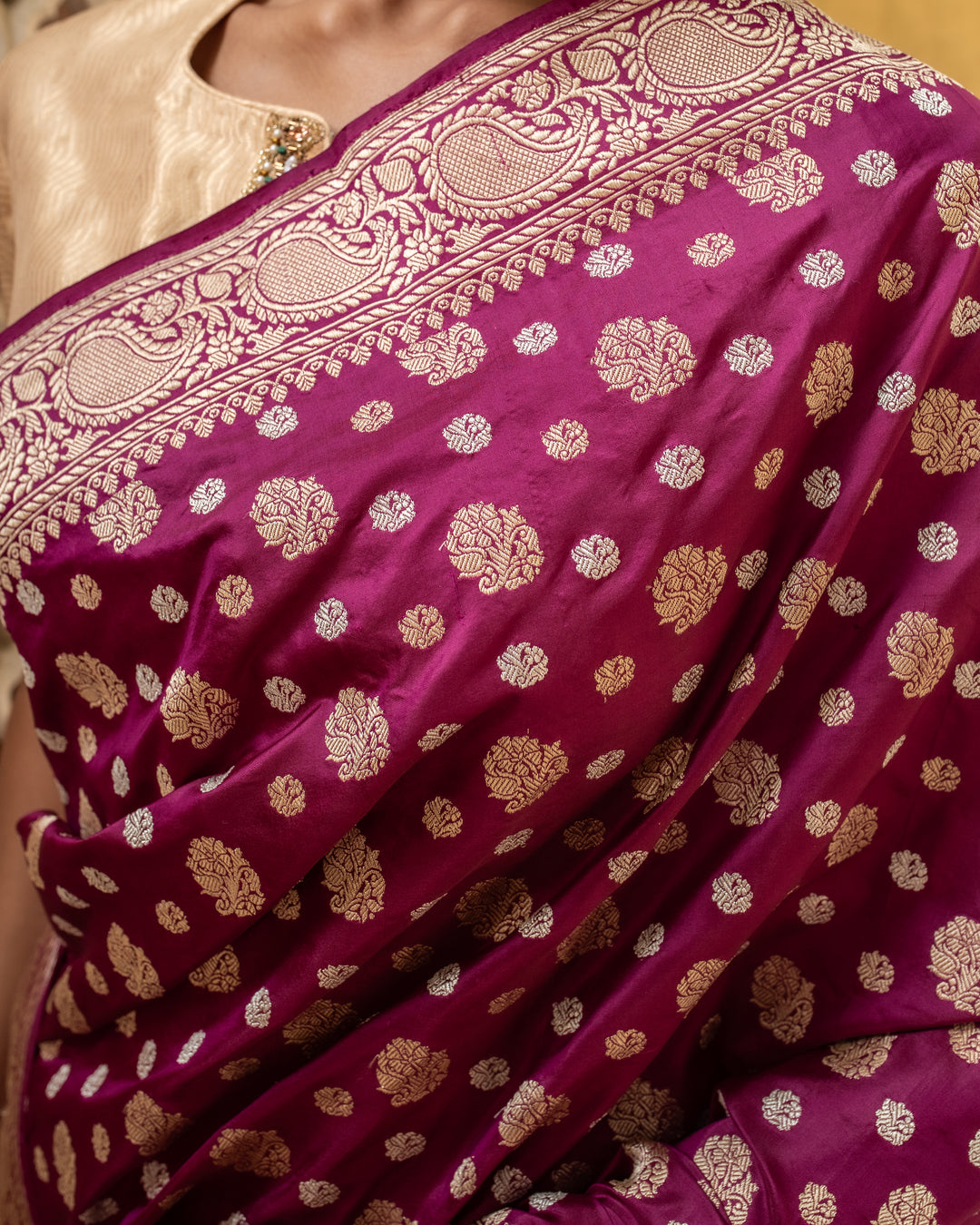 Kalini- Magenta Silk Brocade Banarasi Saree