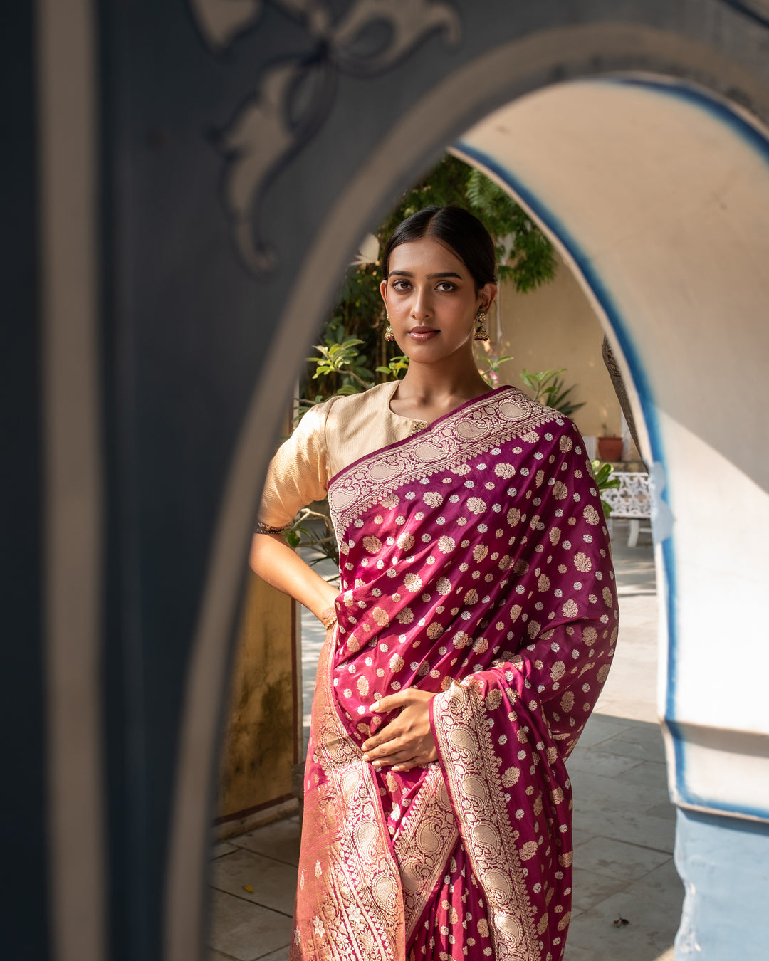 Kalini- Magenta Silk Brocade Banarasi Saree