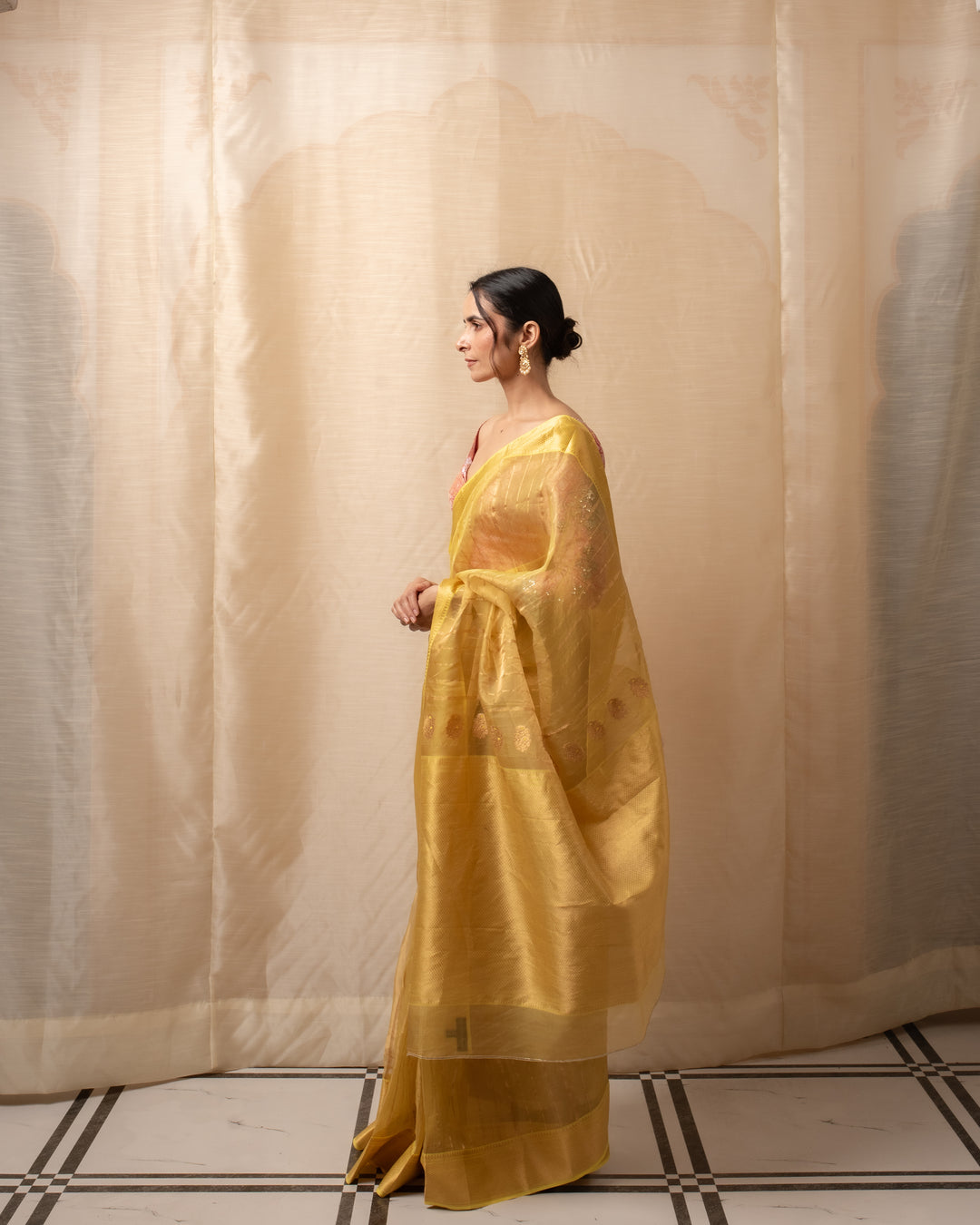 Sonara - Yellow Gold Silk Chanderi Saree