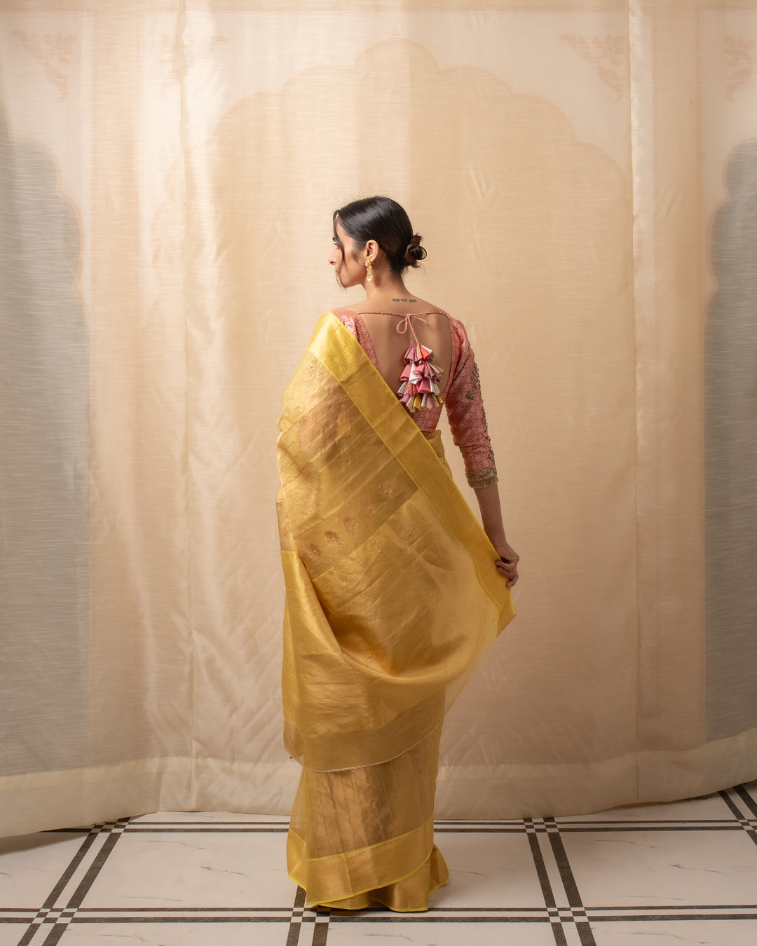 Sonara - Yellow Gold Silk Chanderi Saree