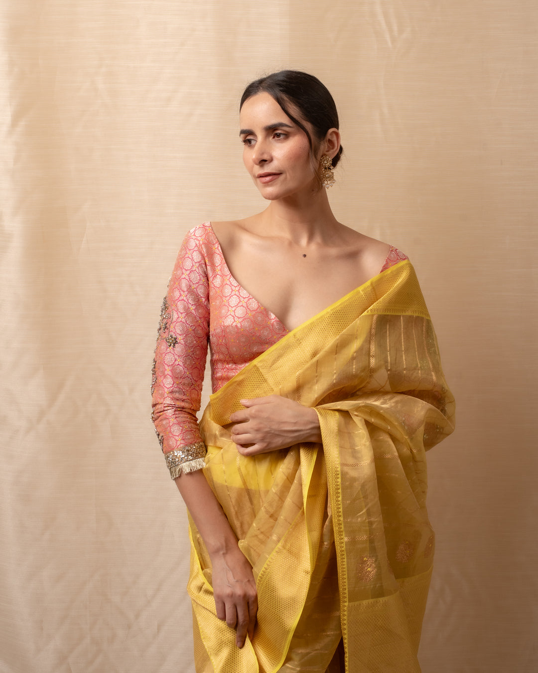 Sonara - Yellow Gold Silk Chanderi Saree