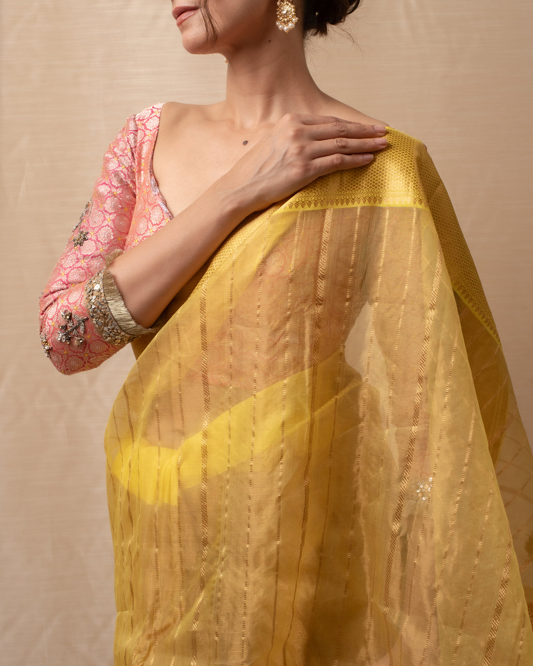 Sonara - Yellow Gold Silk Chanderi Saree