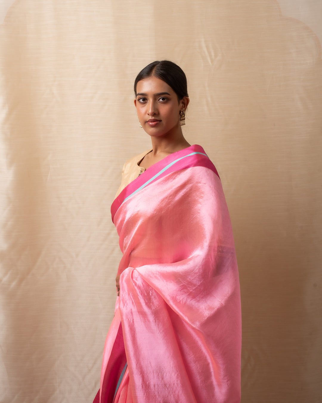 Hakeek - Pink Silk Chanderi Saree