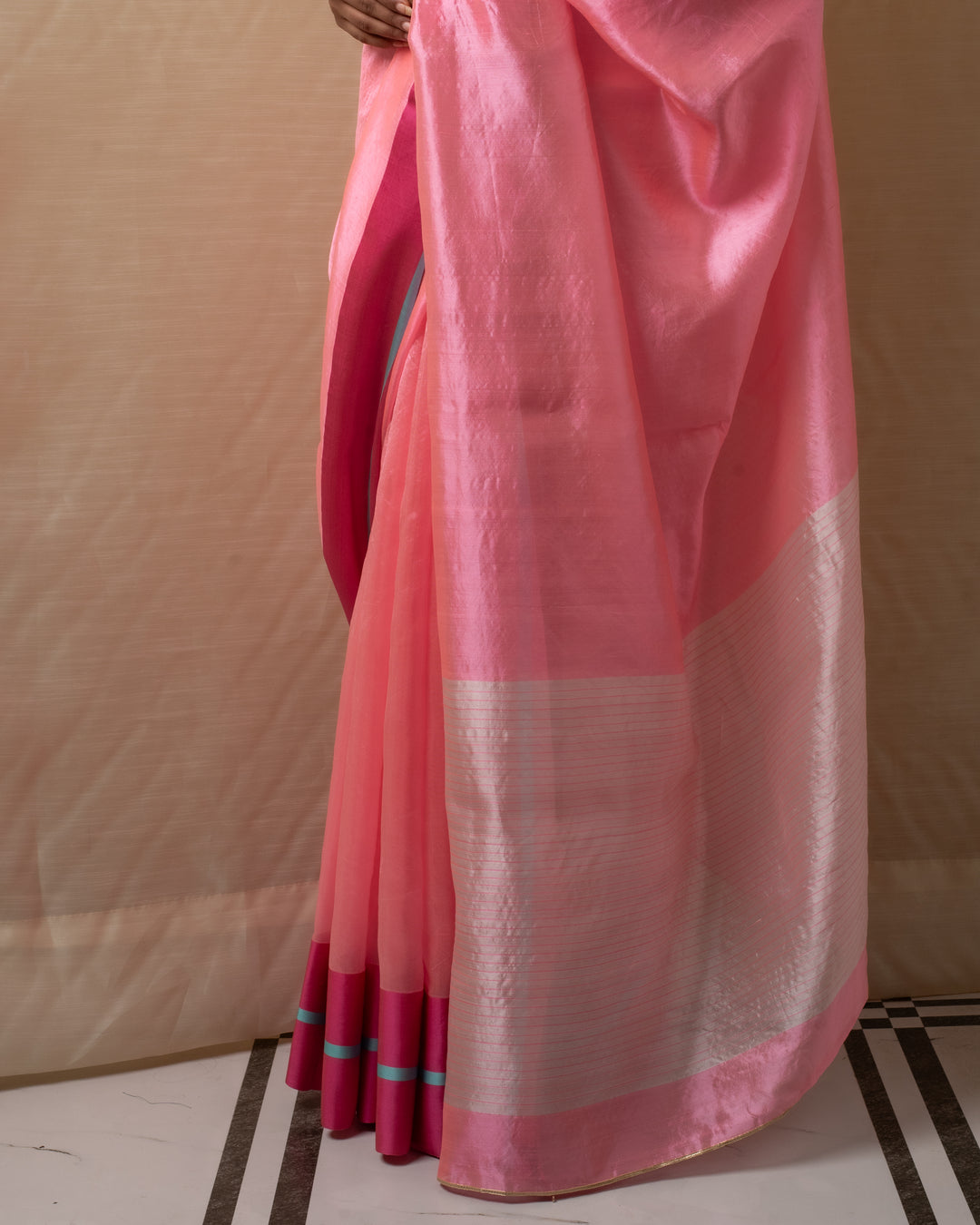 Hakeek - Pink Silk Chanderi Saree