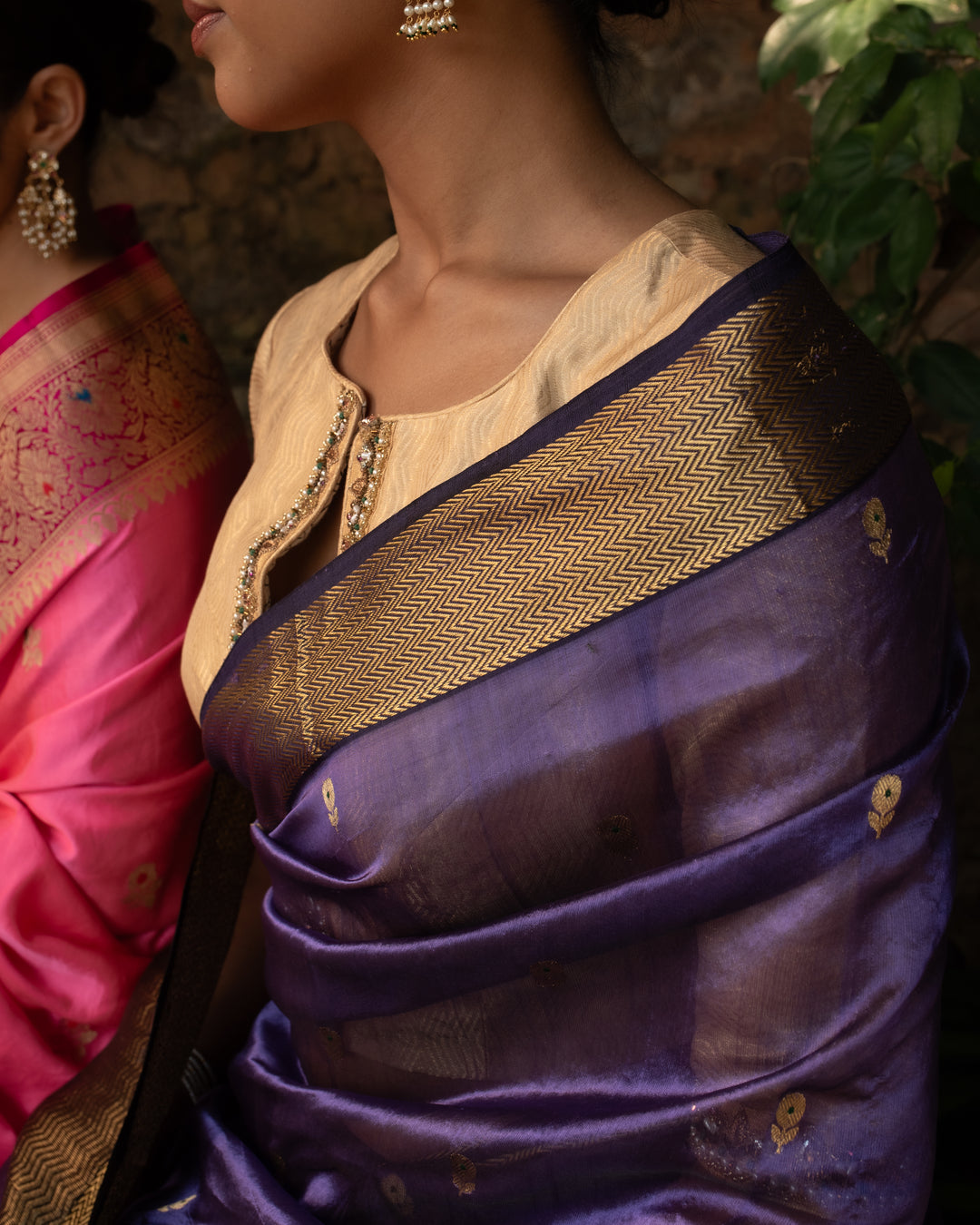 Janaki - Purple Silk Chanderi Saree