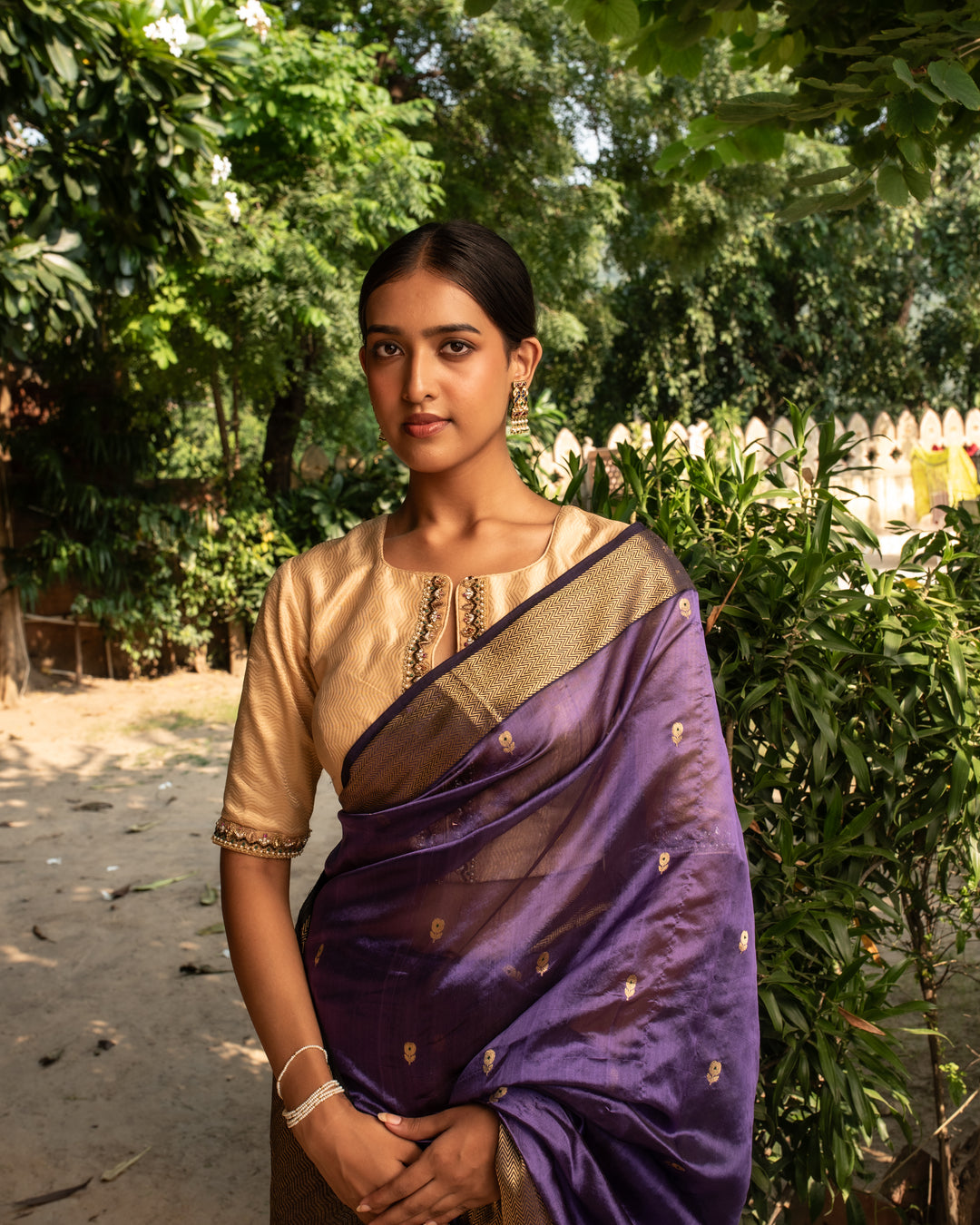 Janaki - Purple Silk Chanderi Saree