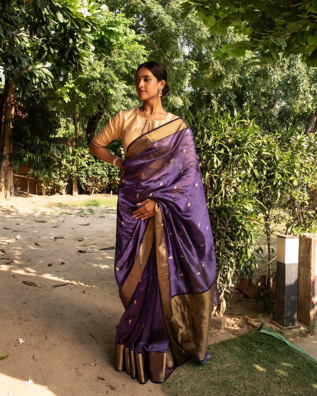 Janaki - Purple Silk Chanderi Saree