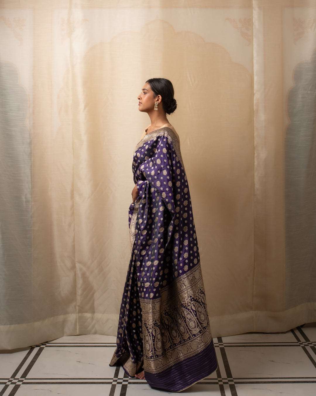 Kalini- Indigo Silk Brocade Banarasi Saree