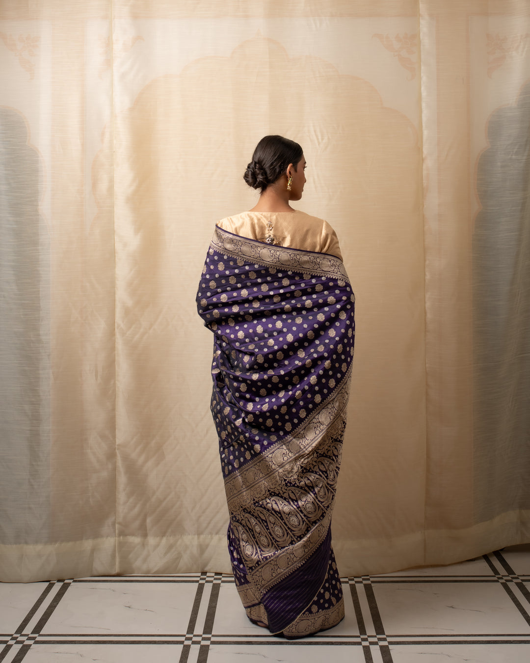 Kalini- Indigo Silk Brocade Banarasi Saree