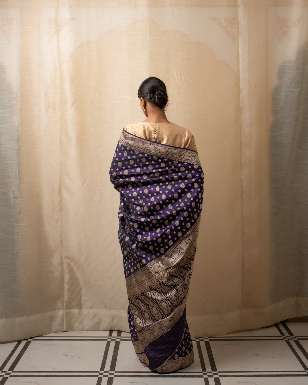 Kalini- Indigo Silk Brocade Banarasi Saree