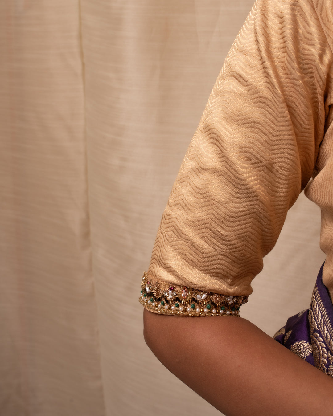 Kundan- Gold Silk Tissue Blouse