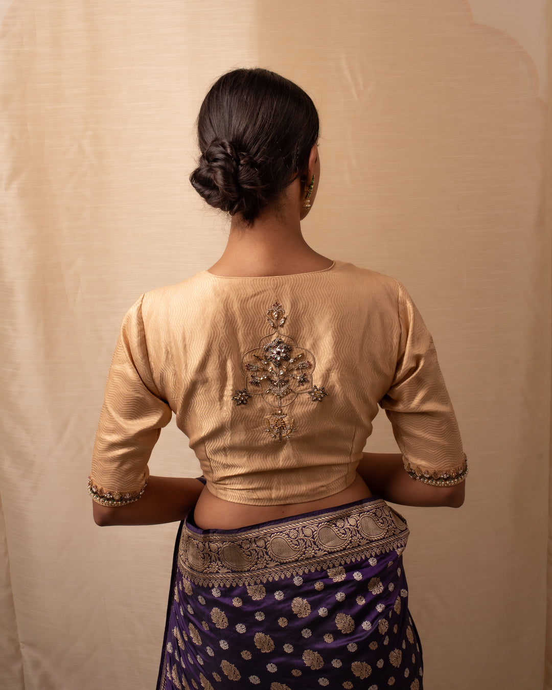 Kundan- Gold Silk Tissue Blouse