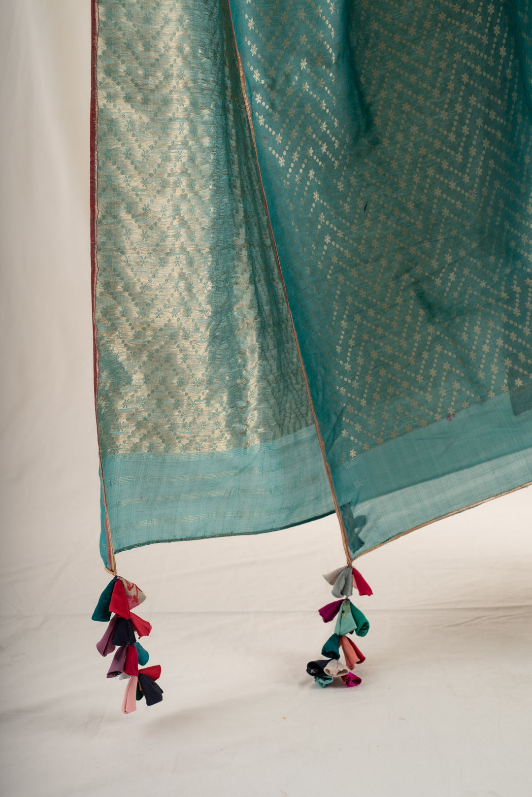 Ziba - Teal Green Silk Banarsi Dupatta