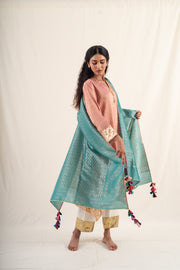 Ziba - Teal green silk banarsi dupatta