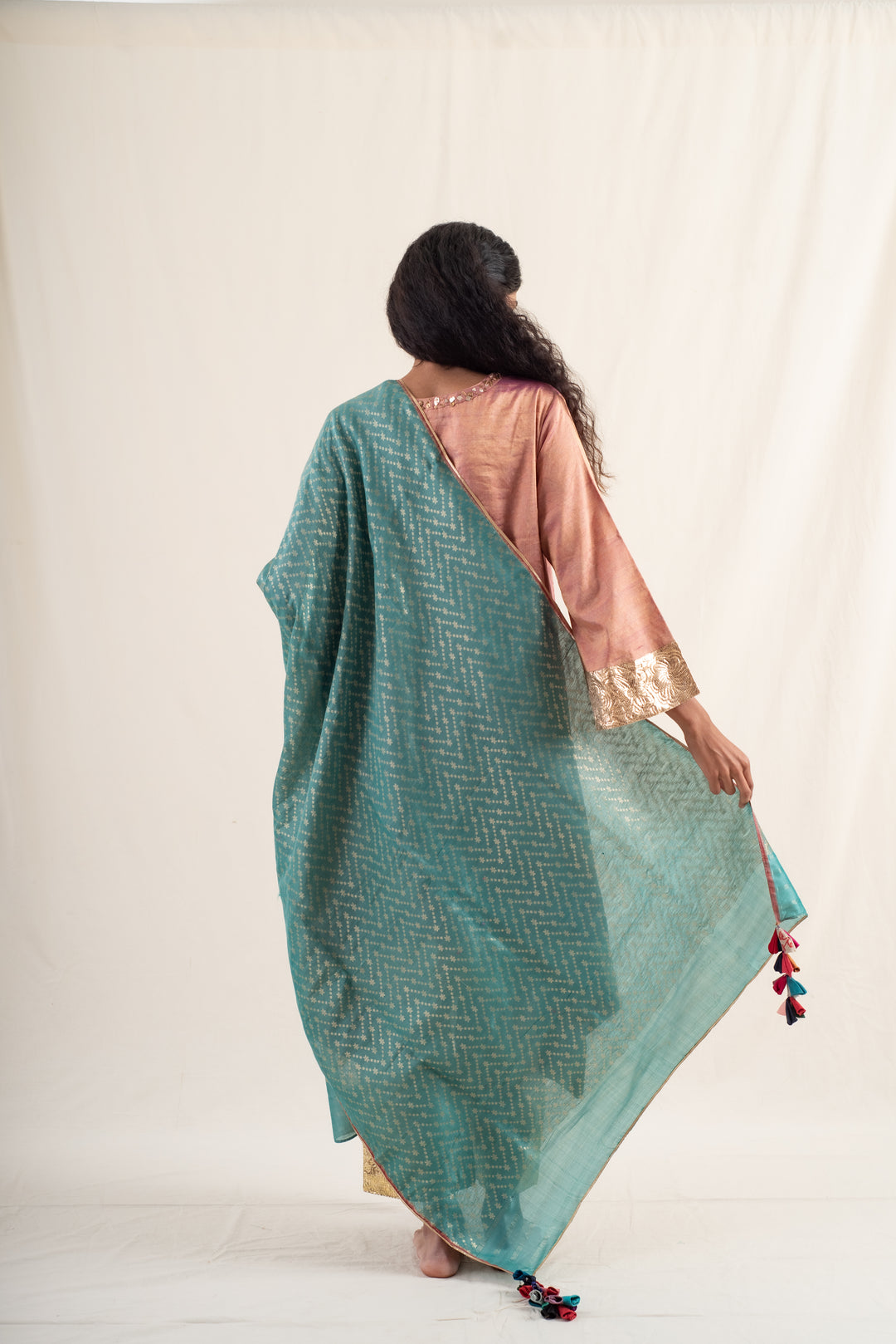 Ziba - Teal Green Silk Banarsi Dupatta