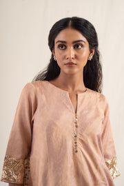 Dariba - Peach silk chanderi tissuekurta set