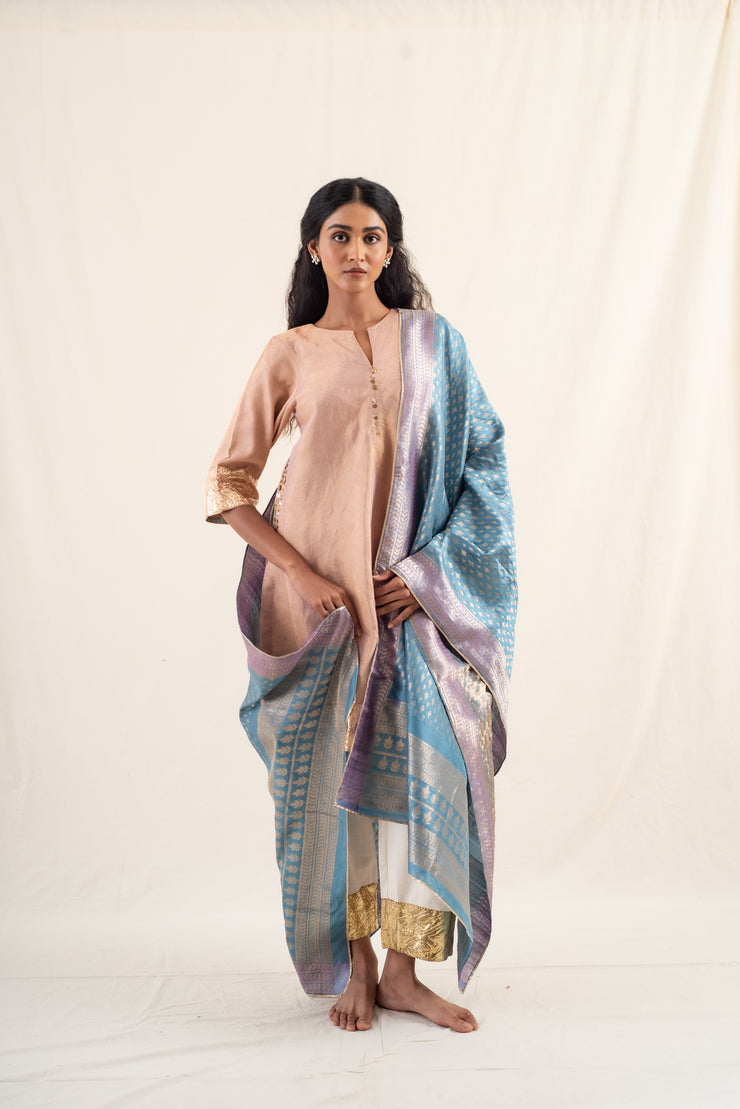 Shor - Cobalt blue silk banarsi dupatta