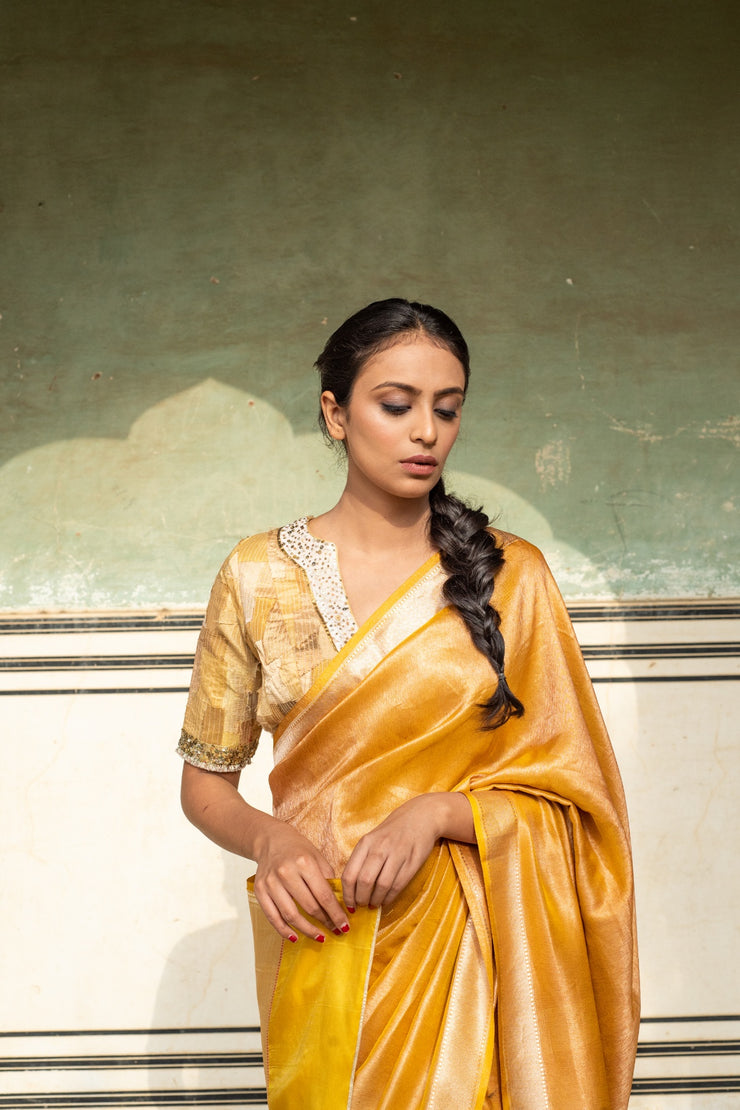 Illaria- Yellow Silk Tissue Banarasi Saree