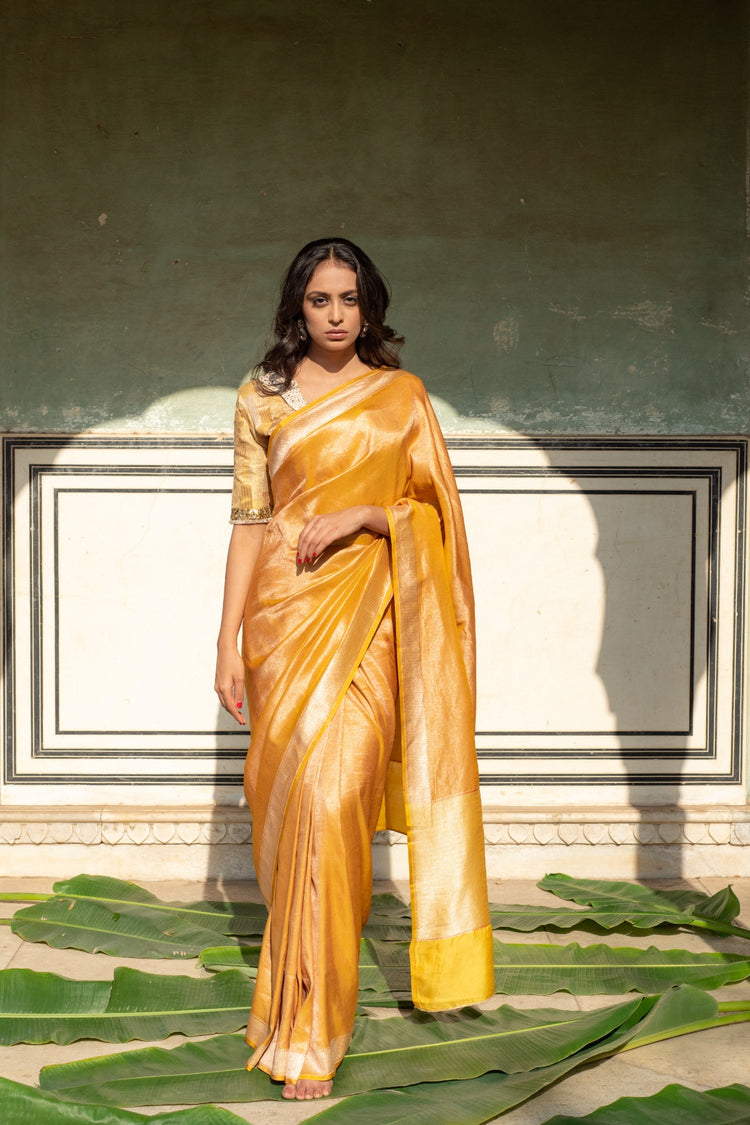 Illaria- Yellow Silk Tissue Banarasi Saree