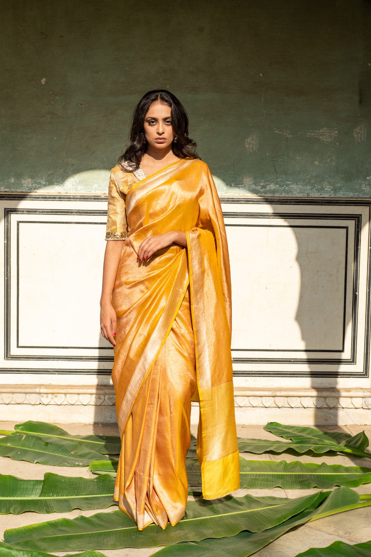 Illaria- Yellow Silk Tissue Banarasi Saree