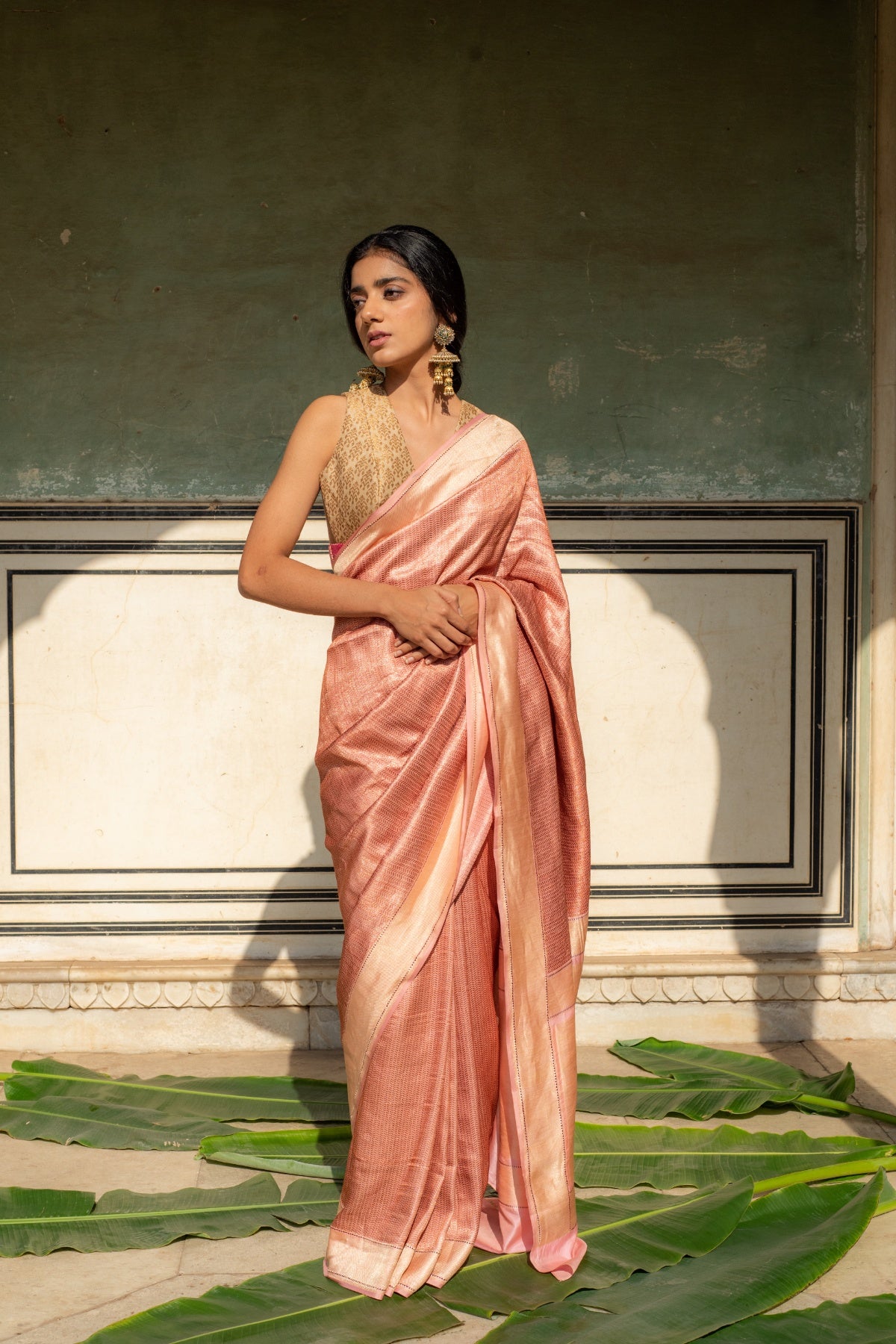 Zuri blush- Blush Silk Banarasi Textured Saree