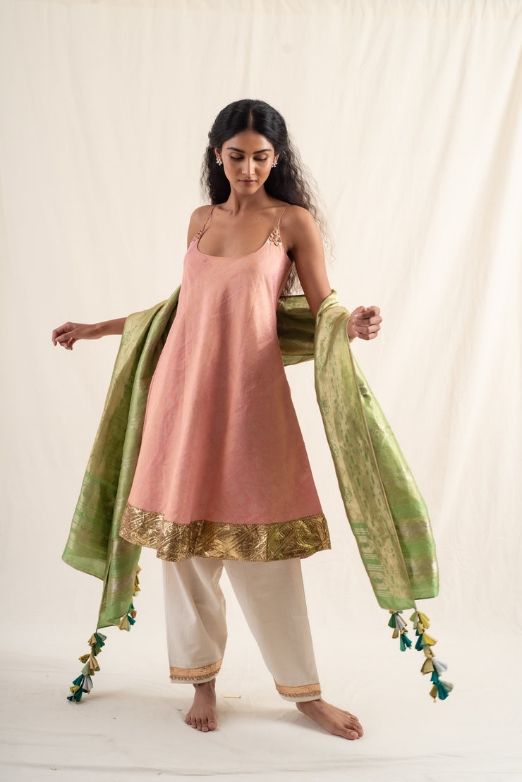 Surmayi - Sage green silk banarsi dupatta