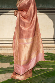 Zuri blush- Blush Silk Banarasi Textured Saree